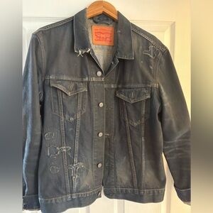 Levi's Blue Denim Trucker Jacket with Leather Patch